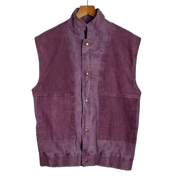 Vintage Organically Grown Corduroy‎ Panels Snap Closure Vest Unisex Large - Picture 1 of 11